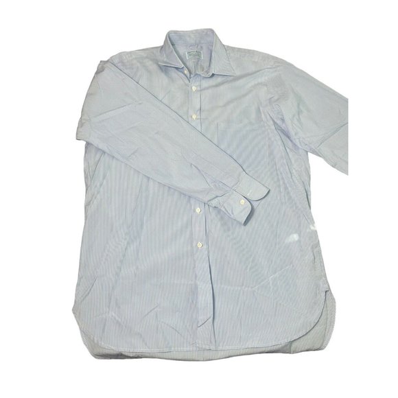 HILDITCH & KEY Men’s Size 16/41cm Striped 100% Cotton Long Slv Shirt White E6-5‎ - Picture 1 of 6